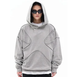 2024 Winter New Hoodie Hip Hop Splicing Retro Hoodie Pullover Made Old Warm Creative Hoodie Winter Outdoor Warm Hoodie Top y2k