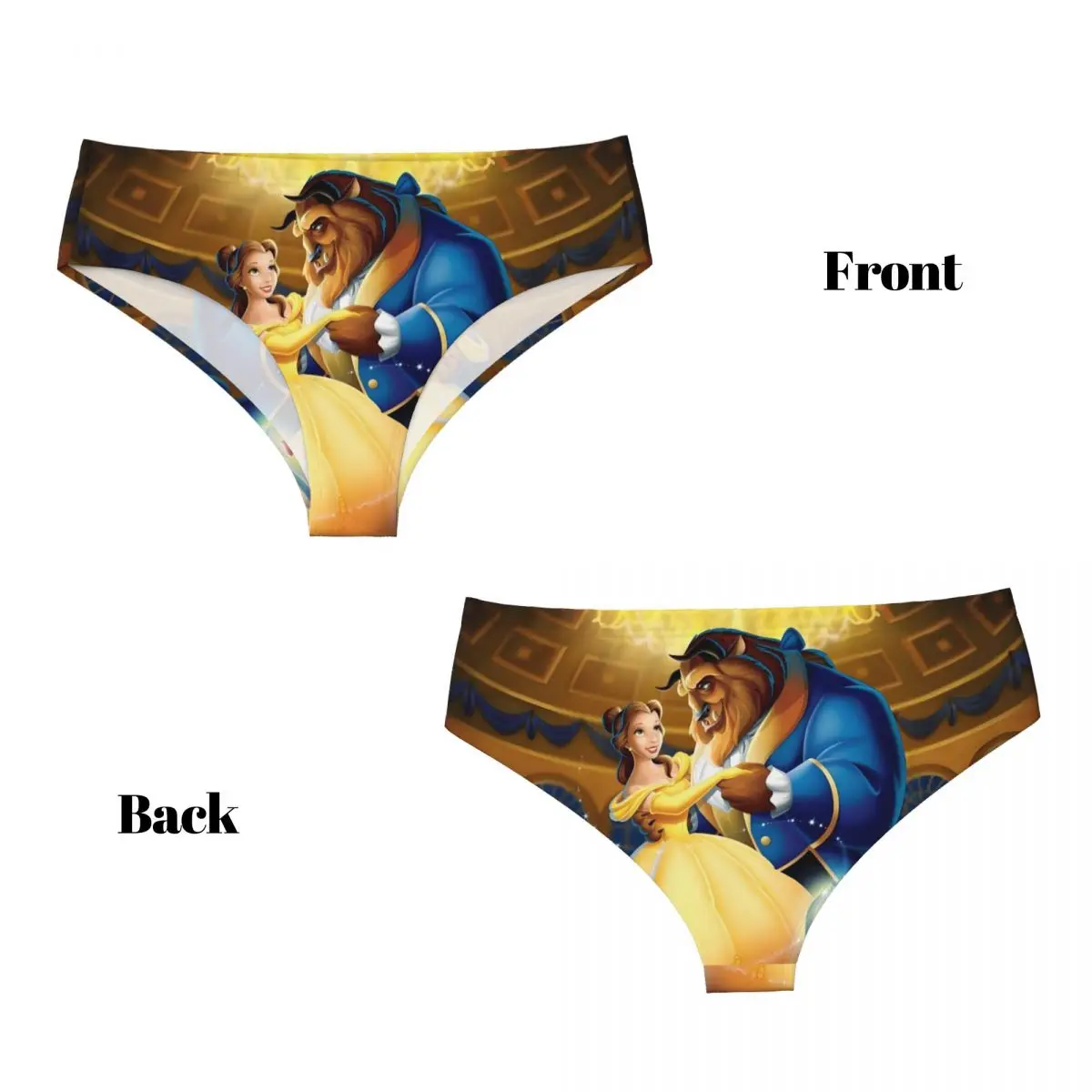 Custom Womens Belle Beauty And The Beast Cartoon Mangas Panties Breathable Comic Briefs Underwear