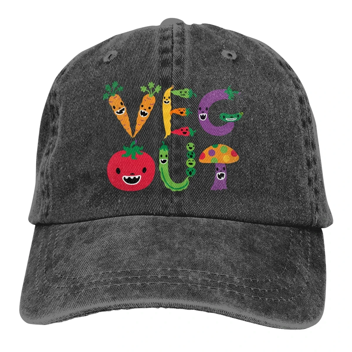 Unisex Adult Cowboy Hat Veg Out Vegetables Adjustable Baseball Caps Trucker Cap Retro Denim Hats Dad Hat