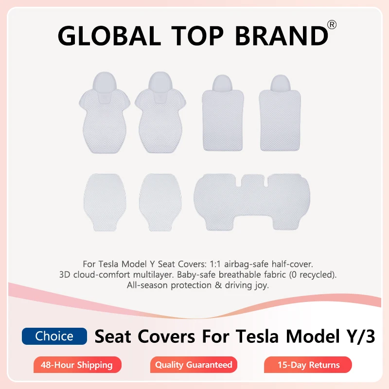 

Car Seat Cover for Tesla Model Y 2017-2024 Model 3 2021-2025 Polyurethane Breathable Waterproof Sweat Car Seat Protector Part