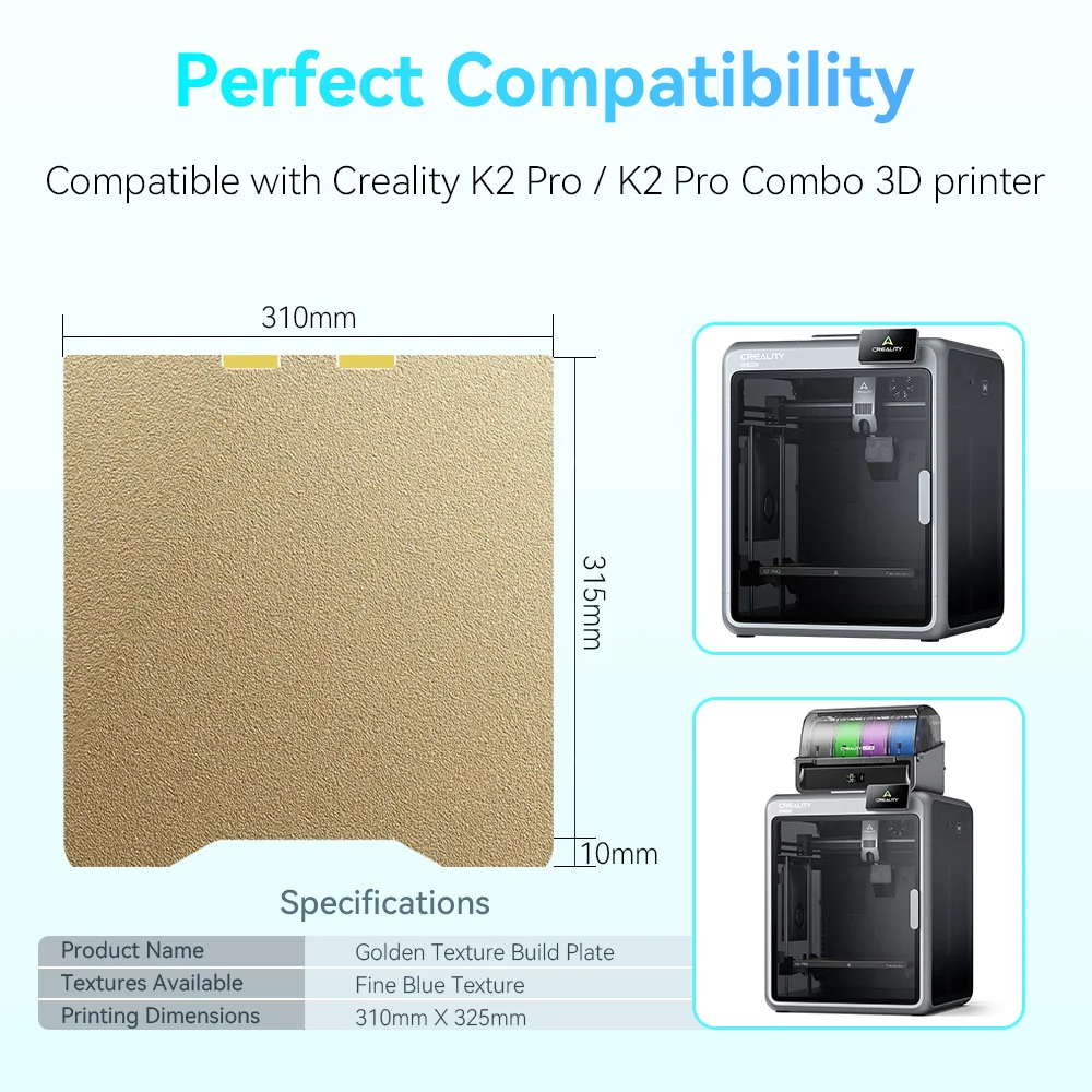 ل Creality K2 Pro بناء لوحة 310x325 مزدوجة الوجهين PEI الملمس Creality K2 Pro أجزاء الربيع الصلب ثلاثية الأبعاد ملحقات الطابعة