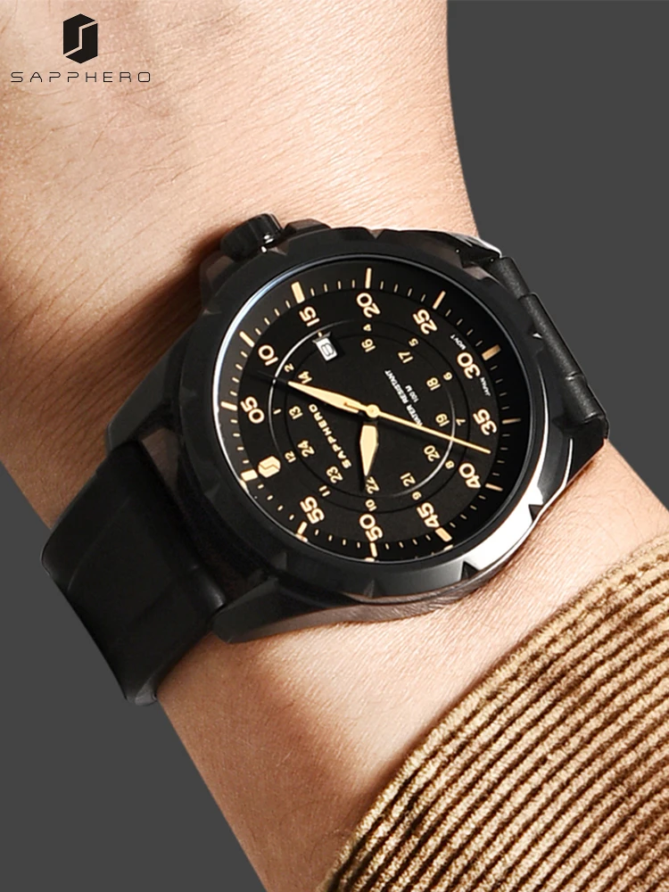 SAPPHERO Men Watch Luxury Quartz Clock 50M Waterproof Imported Movement Stainless Steel Watch Men\'s Gift Wristwatch