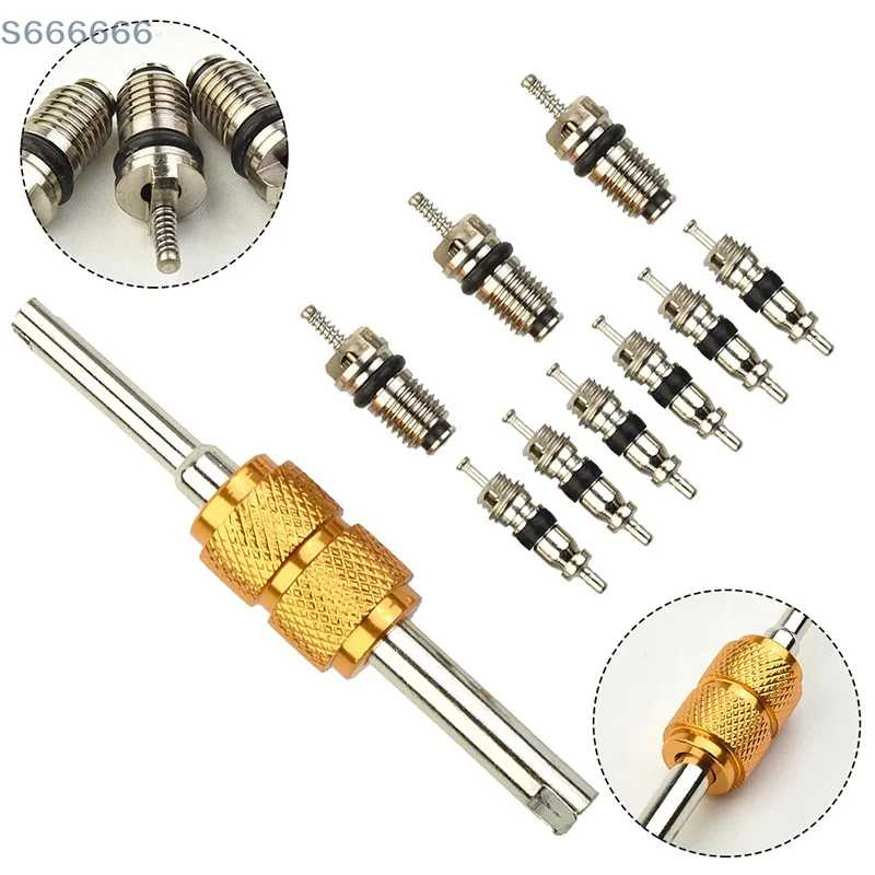 9Pcs R134a Automotive Air Conditioning Valve Core Tool Set with Remover for A/C System Mall/Big Air Conditioning