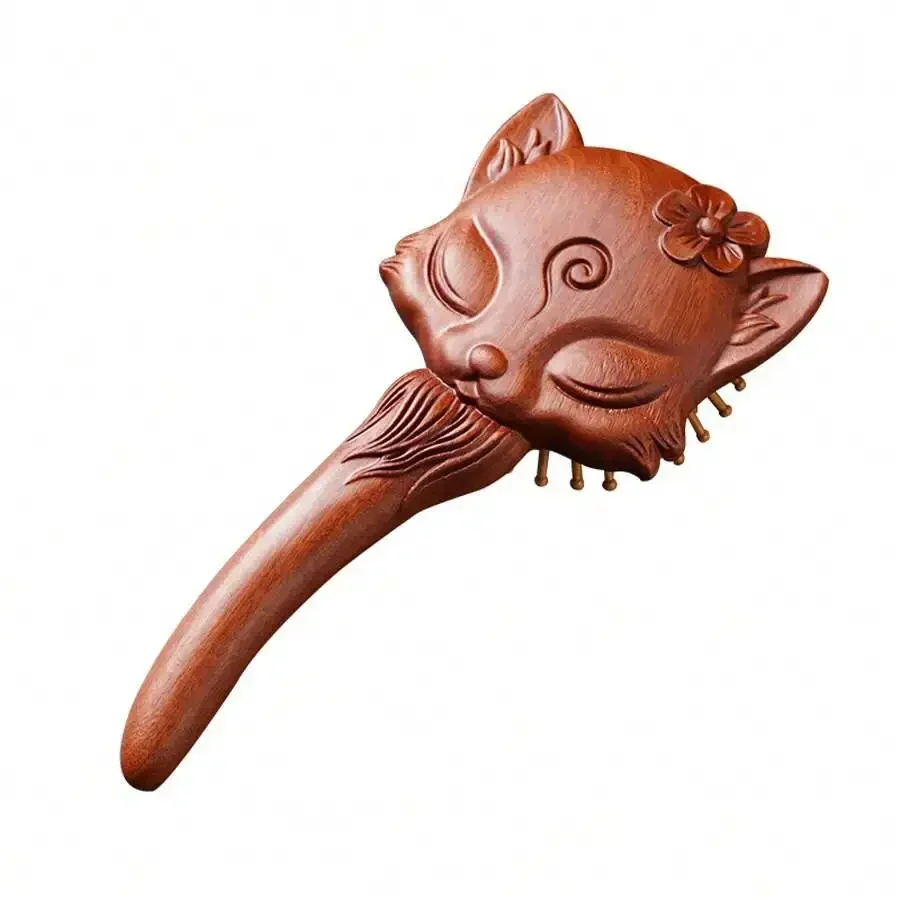 

Wooden Cat Head Massage Comb For Women Daily Hair Styling