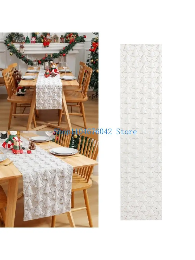 

5asd Фестивальная дорожка для стола, плюшевые мягкие материалы, сверкающая отделка, рождественское украшение