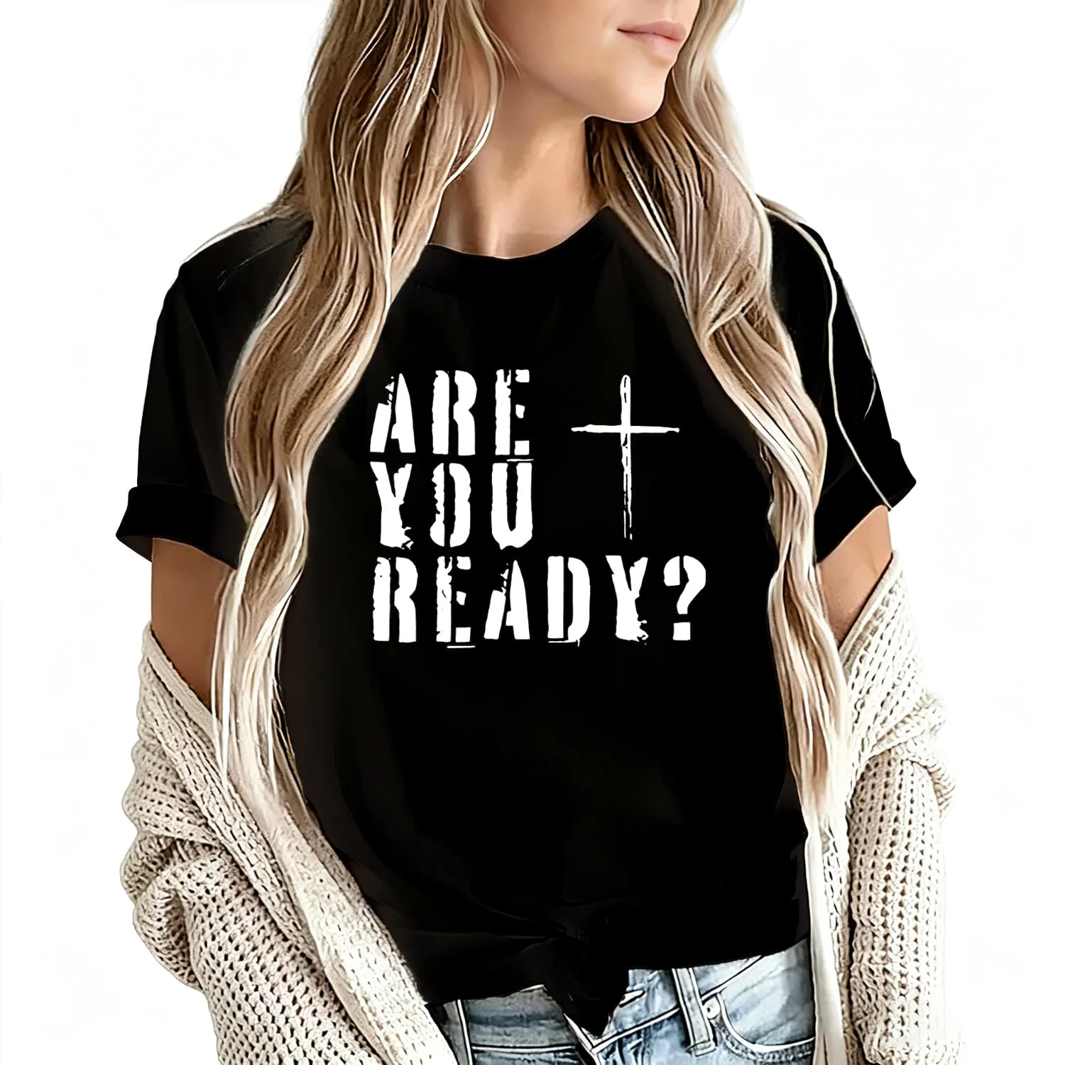 Are You Ready Women's T-Shirt 100% Cotton Funny Graphic Short Sleeve Tee Novelty Shirt Casual Crew Neck Top S-5Xl