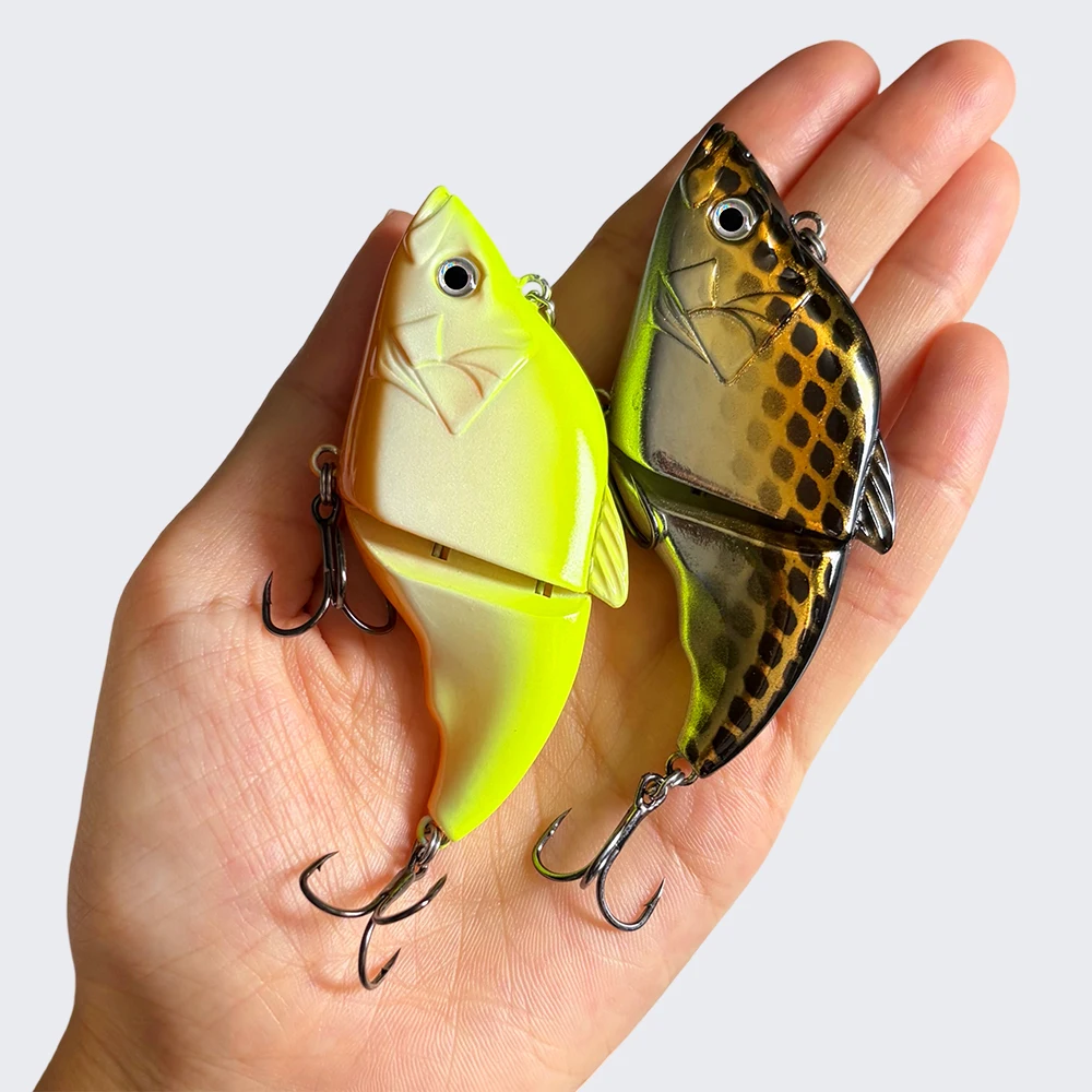 Schwimmender Gelenk-VIB-Köder für Barsch, Hecht, Forelle, Zander, 7,5 cm/14 g, ABS-Hartplastik-Swimbait mit Doppel-Dreifachhaken, lebensechte Aktion, für Süßwasser – Detail 7