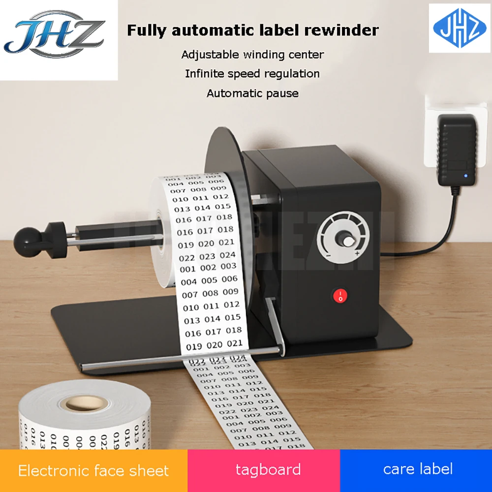 JHZ forDesktop Small Winding Machine Label Rewinder Full-Automatic Rewinder For Self-Adhesive Coated Paper Mini Electric Label R