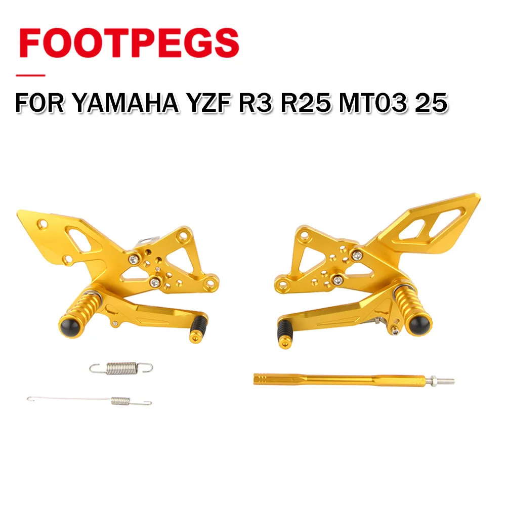 

For Yamaha YZF R3 R25 MT03 MT25 MT-03 MT-25 2014-2023 Motorcycle Adjustable Rear Footrest Foot Pegs Pedals Footrests Accessories