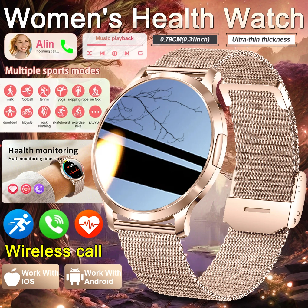 

New For Women Smart Watch 1.32"AMOLED Full Touch Screen HD Bluetooth Call Health monitoring Sports NFC 7.3mm Ultra-thin bracelet