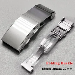 316L Stainless Watch Buckle 18mm 20mm 22mm for Seiko Watch Band Clasp Double Lock Button Adjustable Silver Diver Folding Buckle