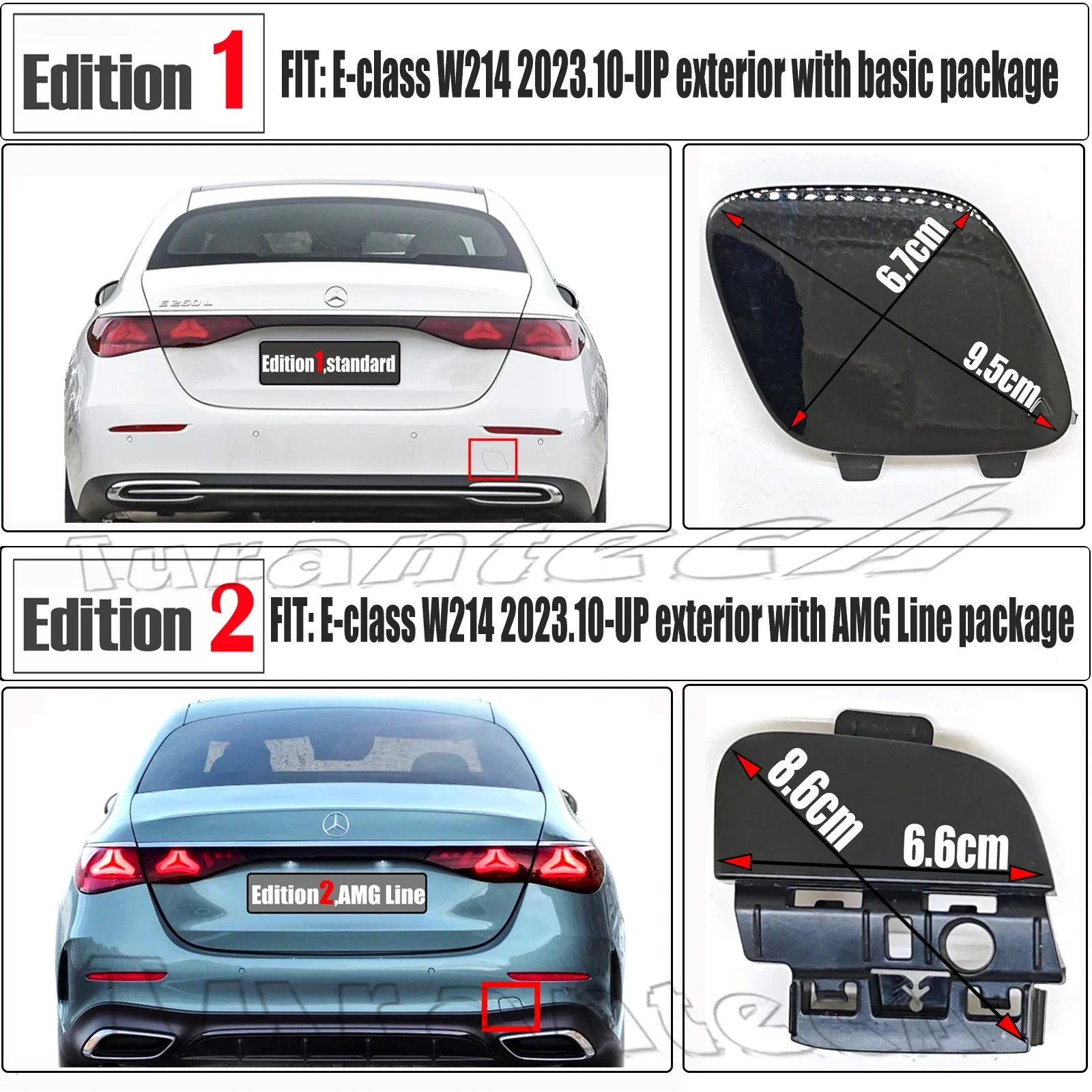 Rear Tow Cover for 24-26 Mercedes-Benz E class W214 E180 E200 E220 E260 E300 E350 E450 Towing Eye Hook Cap