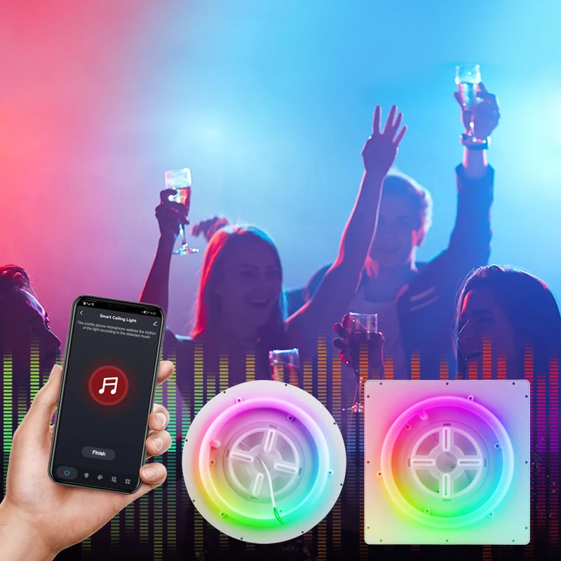 WiFi Smart Ceiling Light With Tuya APP/Alexa/Google RGB Dimmable Indoor LED Ceiling Lights Remote Control Voice Functional Party