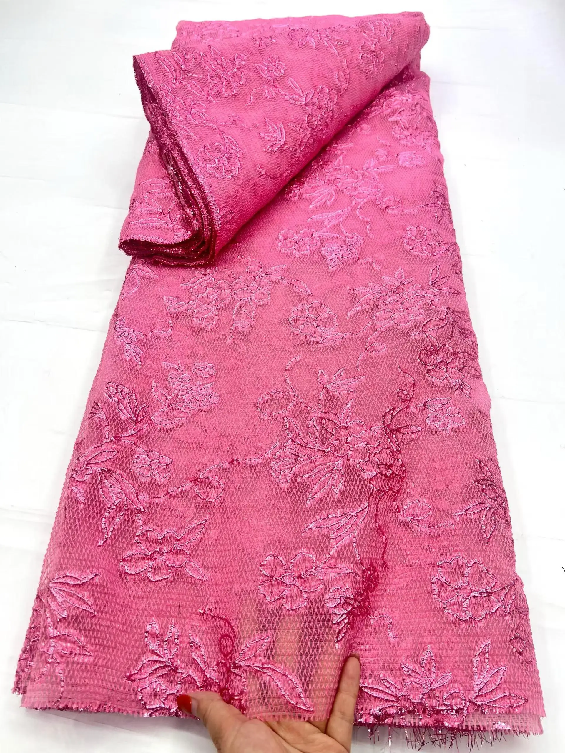 

African Tulle Lace Fabric Transparent 5 Yards 2026 High Quality Nigerian Brocade Jacquard Lace For Sewing Dress Cloth Wedding