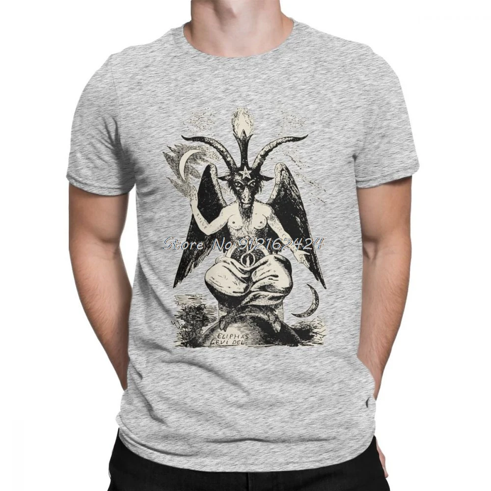 Men T-Shirts Baphomet Vintage Cotton Tee Shirt Camiseta Devil Lucifer Demon Teufel T Shirts Harajuku Tops Graphic 3D Printed