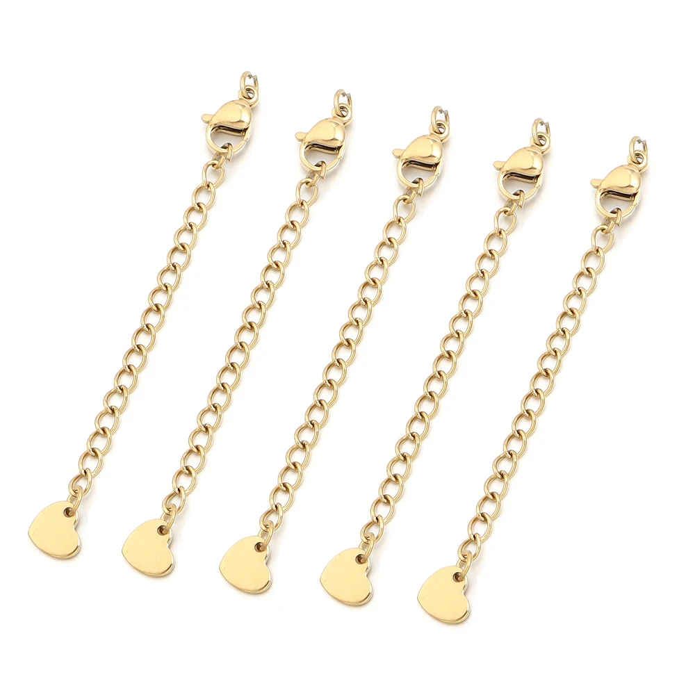 5–10 Stück Edelstahl-Verlängerungsketten mit Karabinerverschlüssen, Schwanzketten-Verbinder für die Schmuckherstellung, DIY-Armbänder, Halsketten – Detail 10