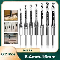 6Pcs 7Pcs Woodworking Tools Twist Square Hole Drill Bits Auger Mortising Chisel Extended Saw for Wood Carving DIY Furniture