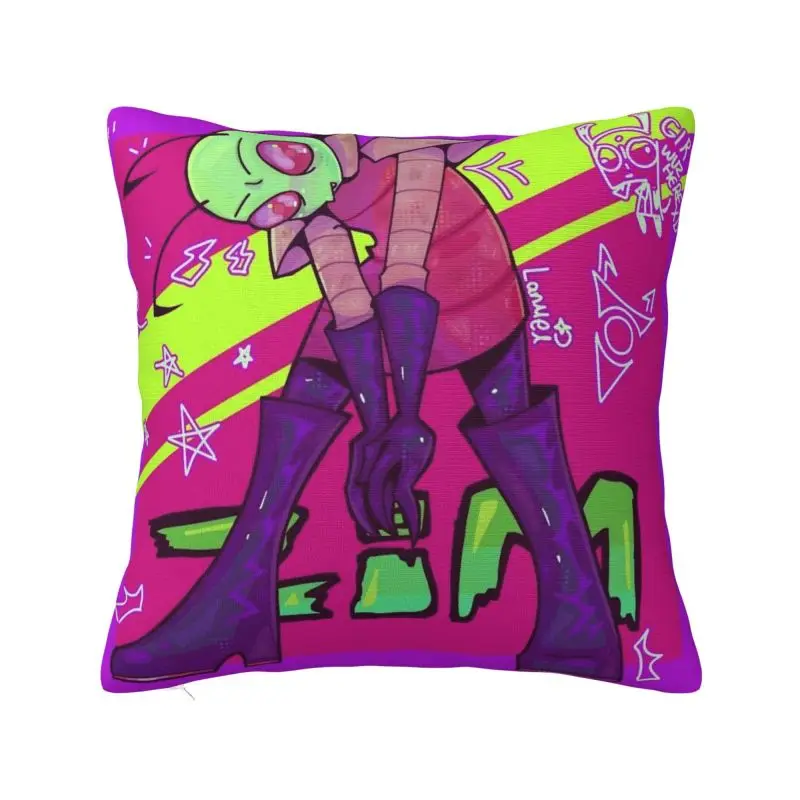 Custom I-Invader Z-Zim Cartoon Cushion Cover Decoration Print Throw Pillow Case for Car Double-sided