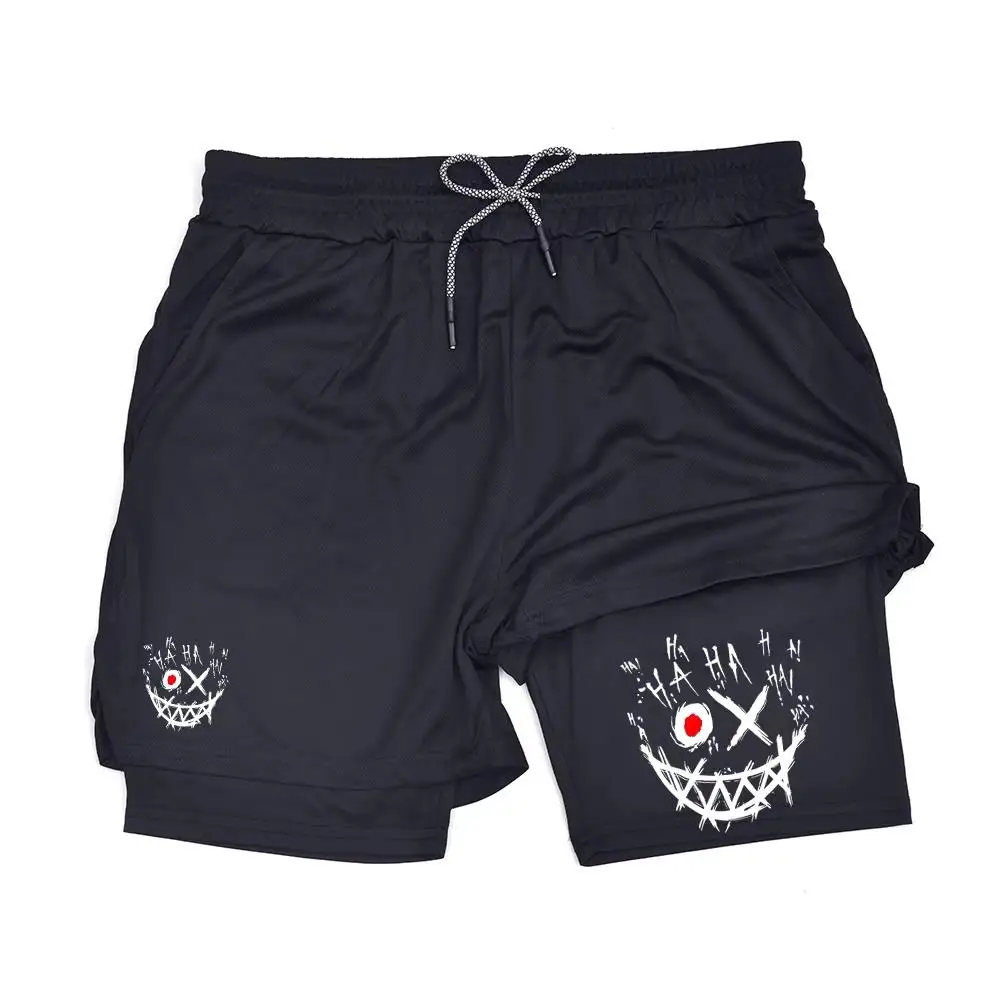 

2 in 1 Men's Running Shorts with Phone Pocket & Towel Loop | Print Athletic Gym Workout Quick Dry HX0002