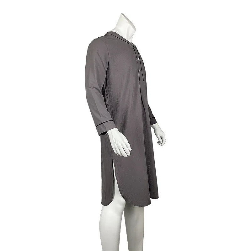 Neue männer Pyjamas Casual Langarm V-ausschnitt Pyjamas Mode Lose Fit Einfarbig Hohe Qualität Nachthemd Komfortable Homewear – Detail 26