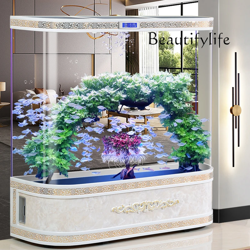 Fish tank oxygen filter all-in-one machine without water change. Large aquarium landscaping is fashionable and high-end