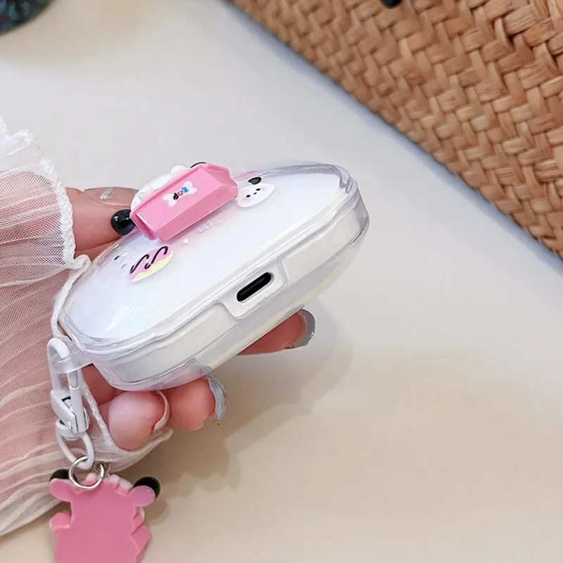 Xiaomi Redmi Buds 5用のキーリング付き保護ケース,漫画のデザイン,かわいい,女の子と女性用