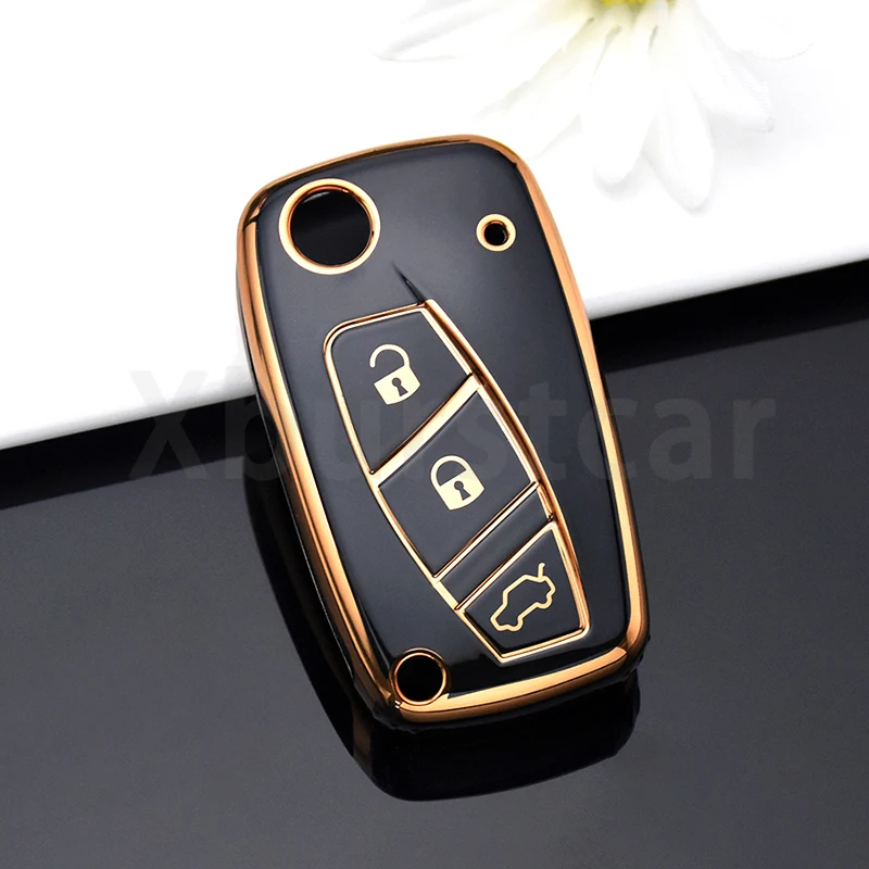 TPU 3 Buttons Car Flip Key Case Cover Shell Fob Accessories For FIAT Panda Stilo Punto Doblo Grande Bravo 500 Ducato Minibus