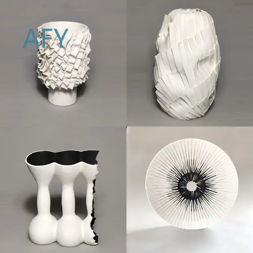 Moderne Minimalistische Plissierte Blütenblatt Geometrische Keramikvase für Wohnzimmer Schlafzimmer Büro zur Blumenarrangement Tischdekoration
