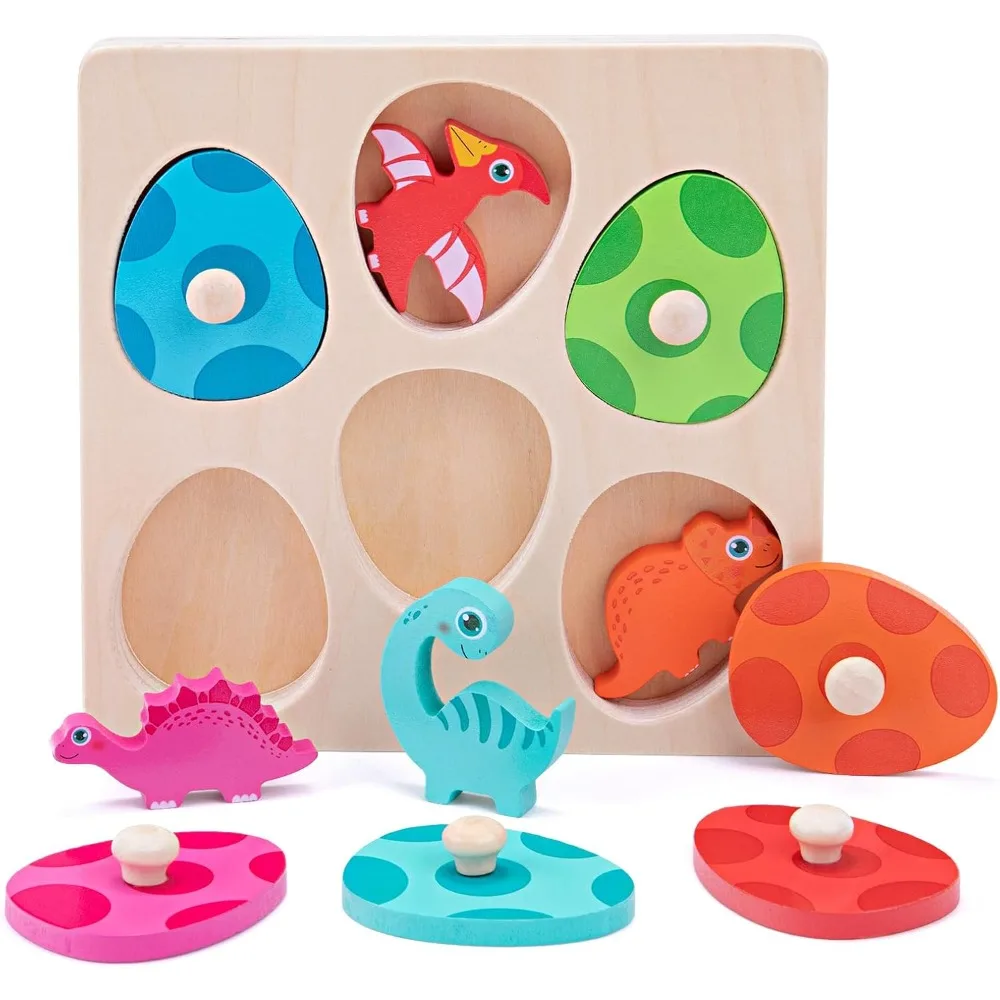 

Dinosaur Wooden Toddler Puzzle Montessori Toys Dinosaur Eggs Peg Puzzles Kids Preschool Education Learning Toys Christmas Gift