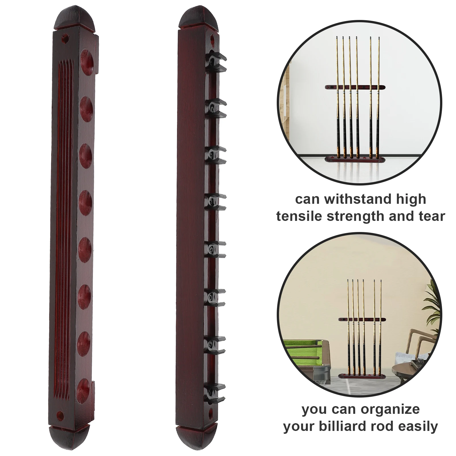 1 ชุดบิลเลียด Rack Pool Stick Holder Wall Mount Multi Hole Cue เก็บไม้วัสดุติดทนนานที่เชื่อถือได้