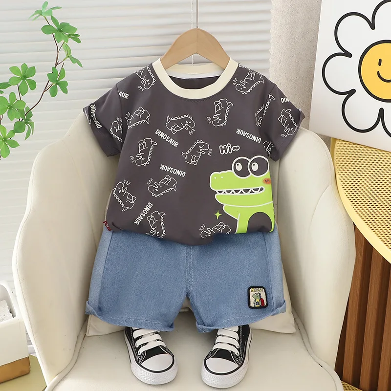 Kids Set 2024 Summer Baby Boy Clothes Luxury Designer Cartoon Short Sleeve T-shirts and Shorts Two Piece Infant Boys Outfit