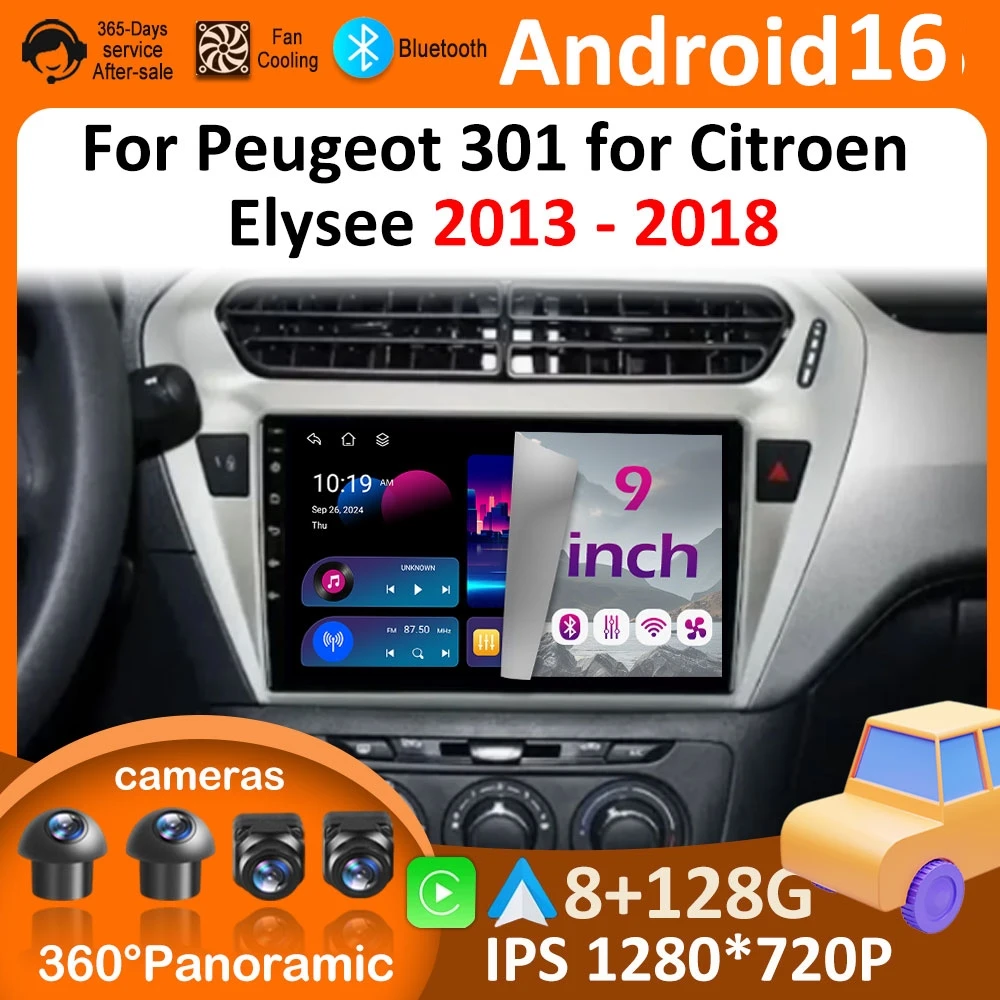 

Беспроводной мультимедийный проигрыватель Carplay Android 16 для Peugeot 301 и Citroen Elysee 2013-2018 годов выпуска, аксессуары для автомобиля