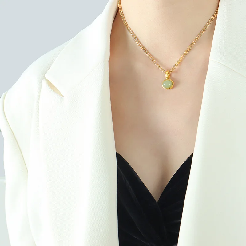 Fashion Necklaces Earring For Woman Set Elegant Green Stone Pendant Poland Wedding Jewelry High Quality Fine Gift Wholesale