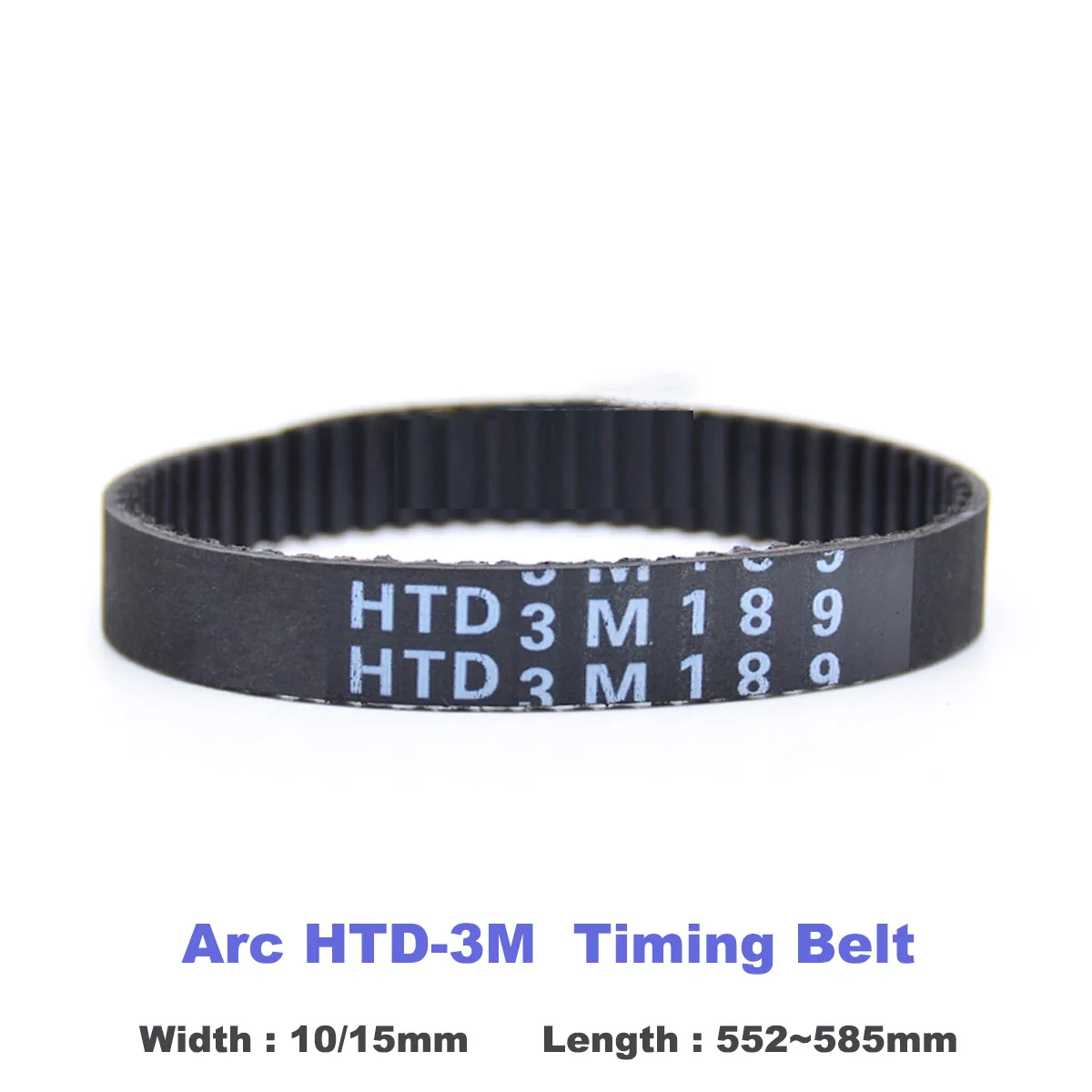 Black Rubber HTD3M Timing Belt Arc HTD-3M Synchronous Pulle Width 10mm 15mm Length 552/555/558/561/564/570/573/576/579/582/585mm