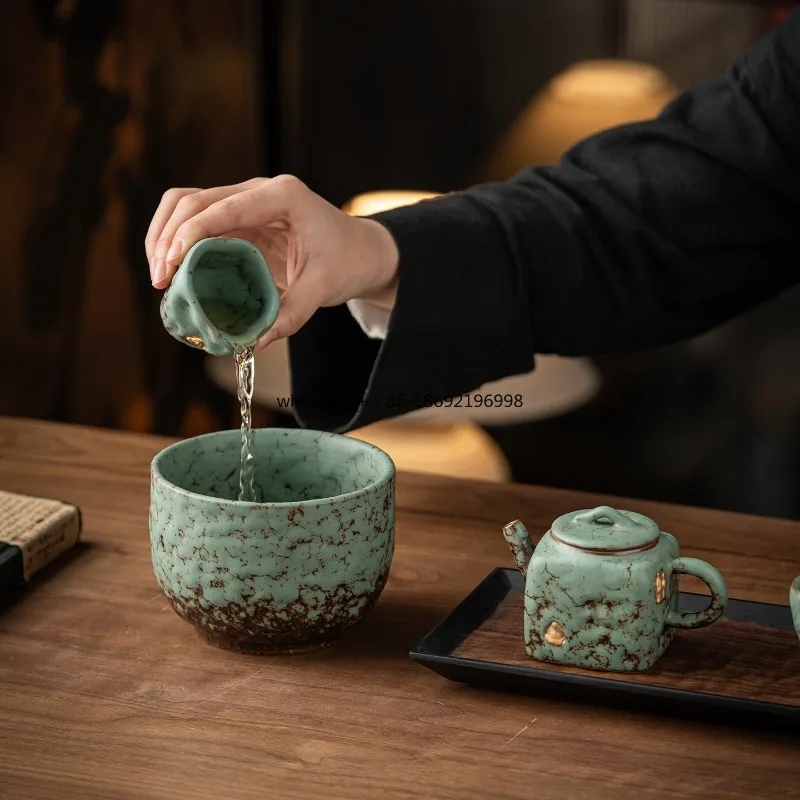 Moss Glaze Building Water Washing Ceramic Small Residue Tank Wastewater Tank Kung Fu Set Ceremony Accessories