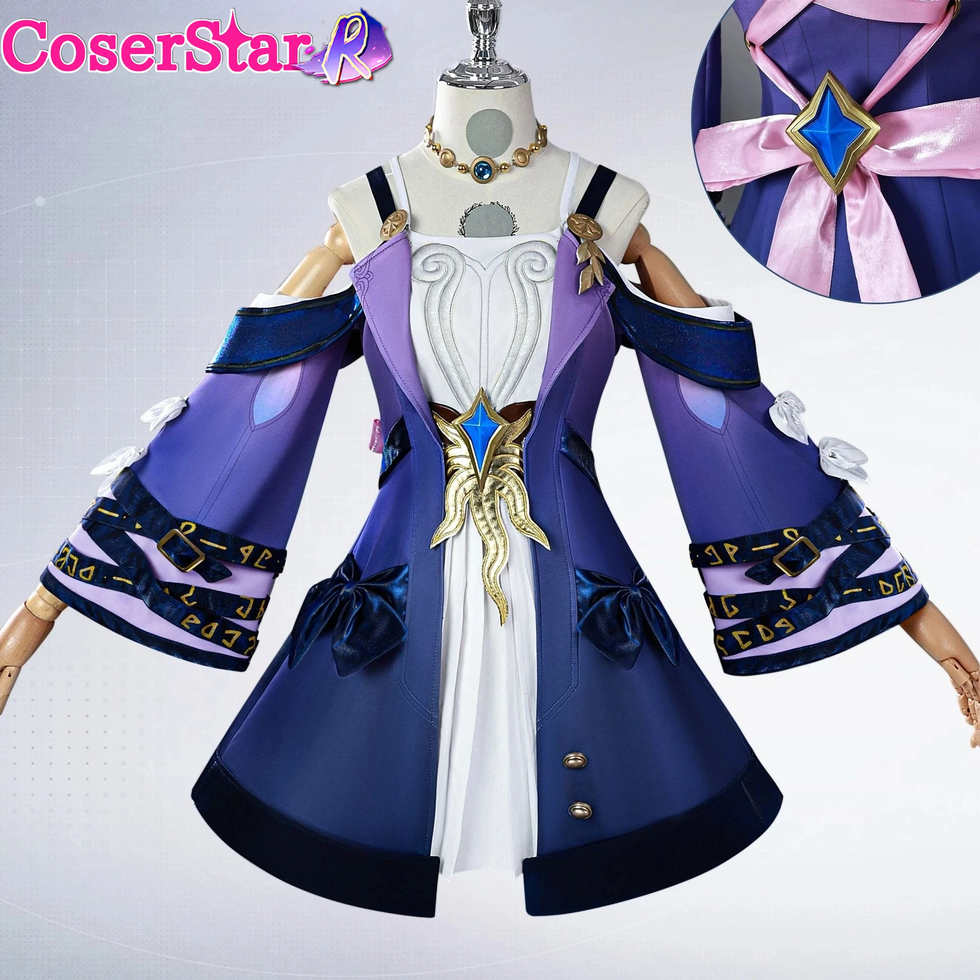 

CoserStar-R Game Cyrene Cosplay Honkai Star Rail Cyrene Cosplay Costume Dress Carnival Halloween Party Role Play Wigs Shoes