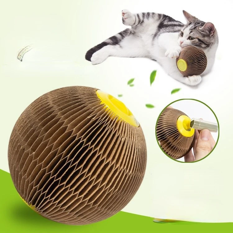 Pet teasing cat toy ball Cat scratching board wear-resistant claw teasing cat ball corrugated catnip cat toy ball