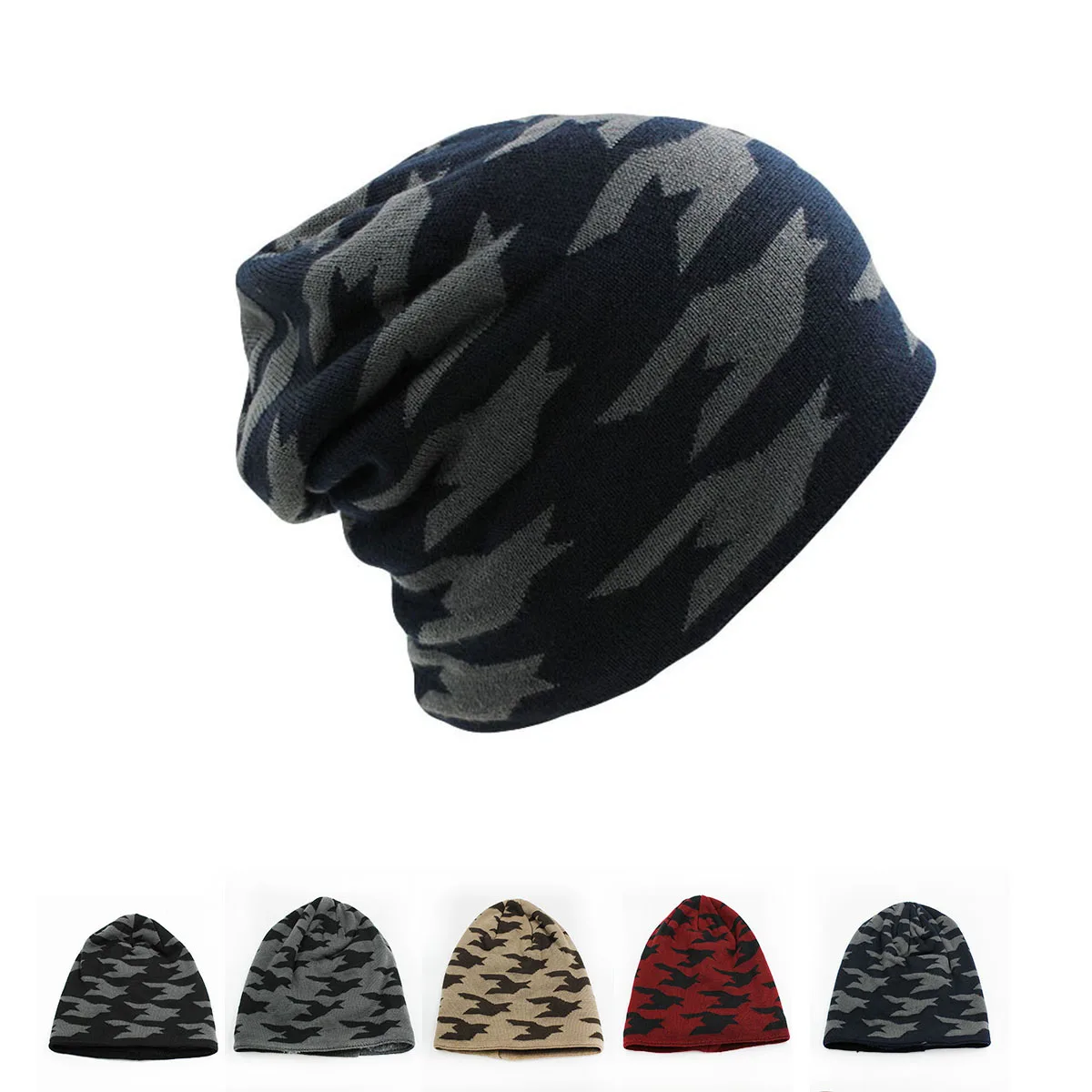 

New Casual Adult Unisex Women Men Winter Hat Warm Beanies Skullies Geometric Male Outdoor Fashion Female Bonnet Sport Knit Hats