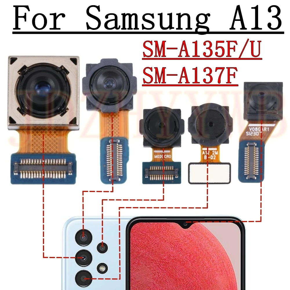 Front Rear Camera For Samsung Galaxy A13 A135F A135U A137F Frontal Selfie Wide Back Main 50 MP Camera Module Flex Cable