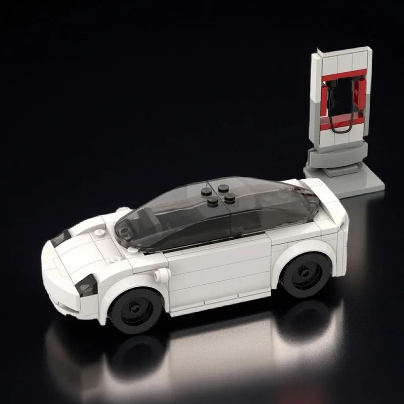 

185PCS MOC City Champions Super Car Tesla Model 3 Technology DIY Creative Assembly Building Blocks Display Birthday Gift Home
