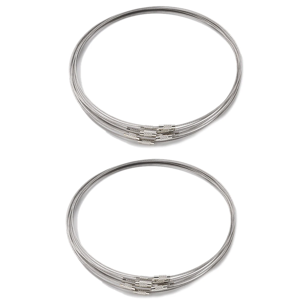10pcs 46cm Stainless Steel Necklace Wire Cord Rope Loop Screw Lock Clasp for DIY Handmade Jewelry Making Supplies Craft Findings