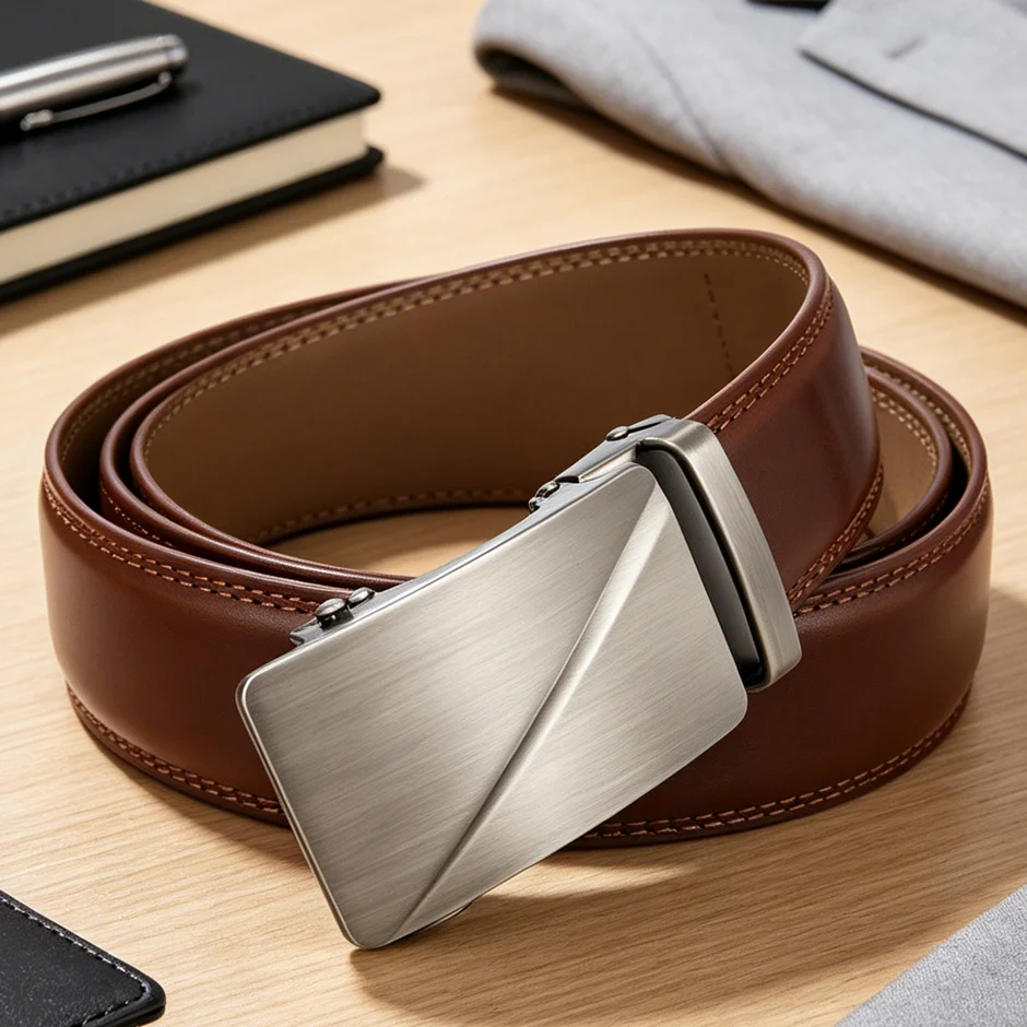 Plyesxale Mens Luxury Belts 2026 Mens Leather Belts With Buckle Brand Fashion Automatic Belt Genuine Leather Strap Male B1091