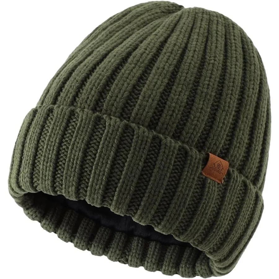 

Home Prefer Mens Winter Hat Wool Fleece Lined Knit Beanie Hat Warm Stocking Caps