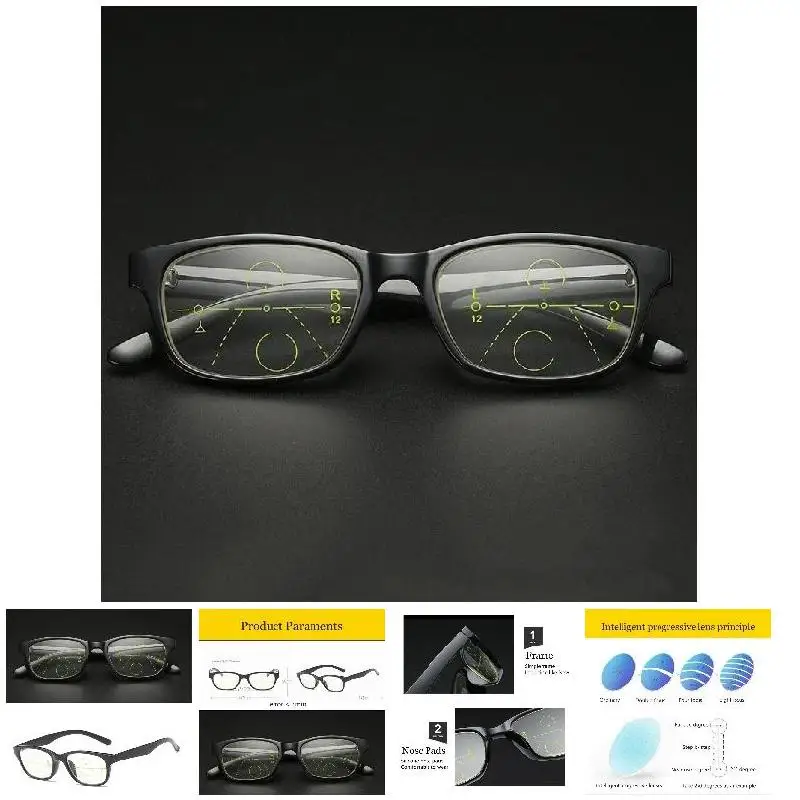 Lunettes de lecture professionnelles multifocales progressives, intelligence vintage classique, lunettes de lecture pour personnes âgées, accessoires