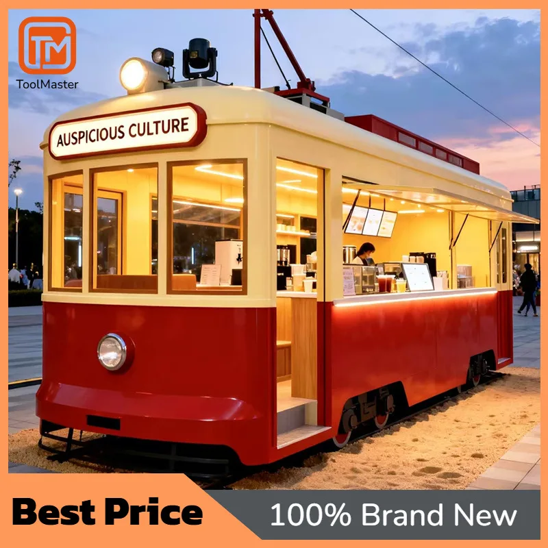 【New Design】European Vintage Tram Food Cart, Metal Electric Movable Stall For Street Snack Retail Business
