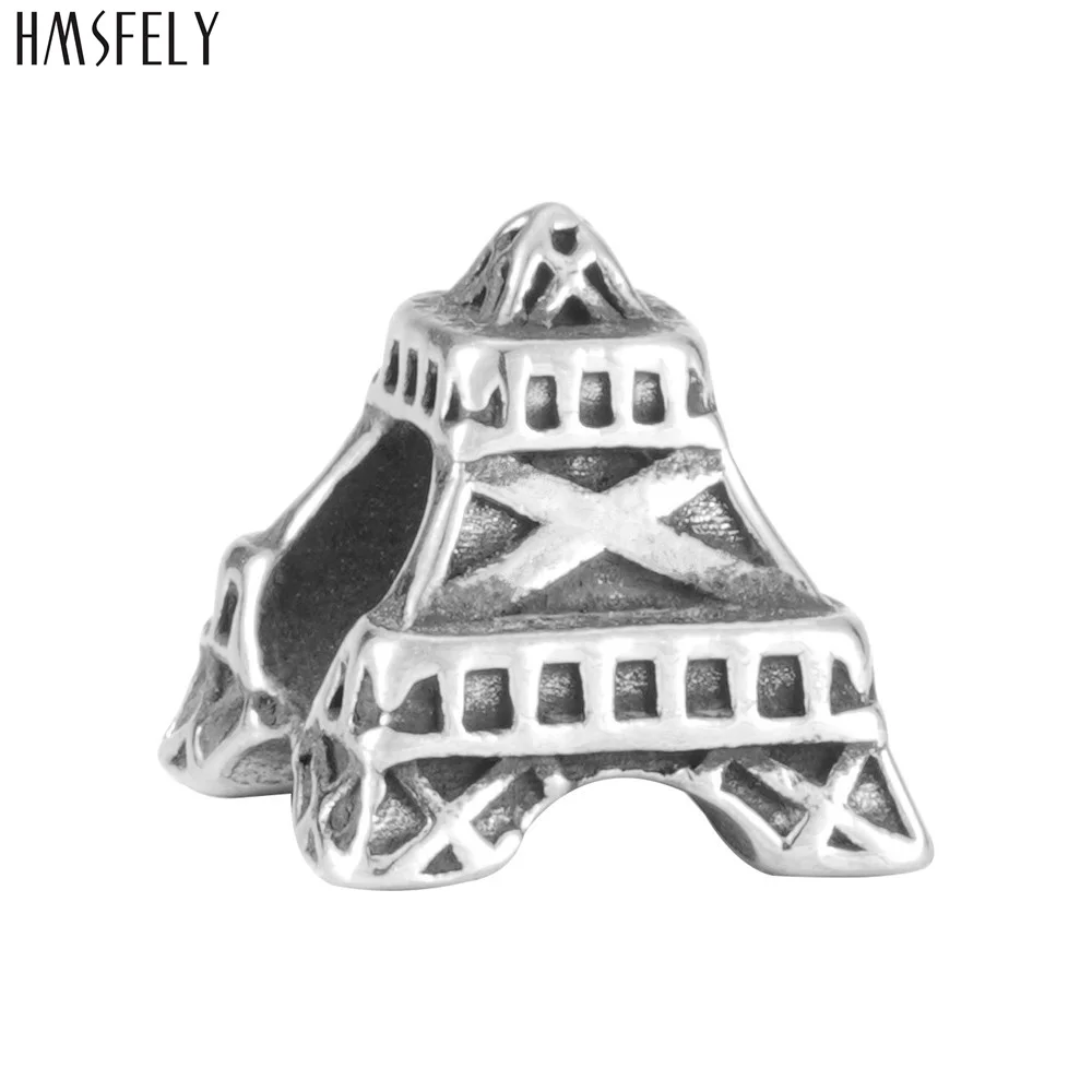 

HMSFELY Eiffel Tower theme Beads For Charm Women Bracelet Jewelry Making Crystal Bead 316l Stainless Steel Beads