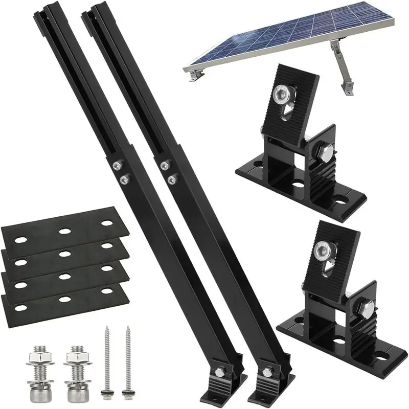 IALJ-Solar Panel Mounting Brackets Adjustable Tilt Aluminum Alloy For Flat Surface Roof RV Boat Off-Grid(Mount Only)