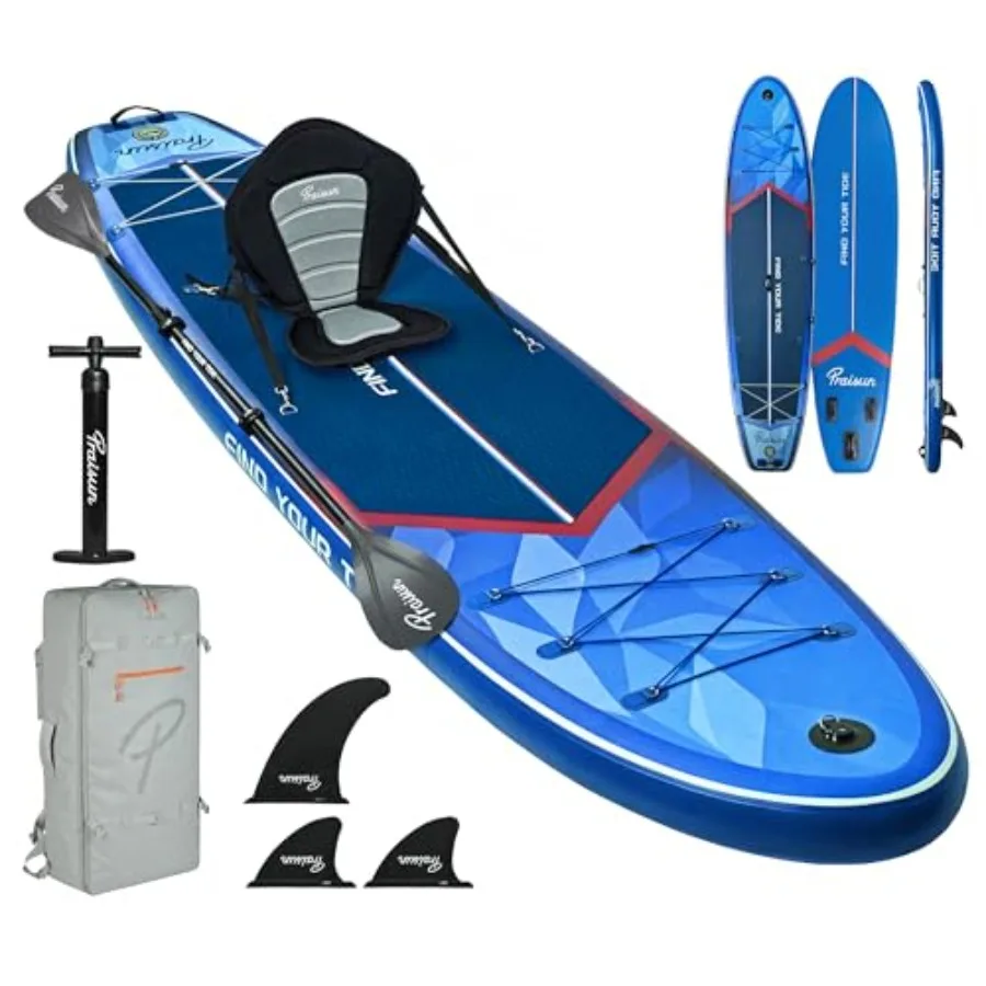 

Inflatable Paddle Board for fishing yoga lake ocean use; PVC material; gray-blue; 12 x 35 450lbs capacity extra wide stable inc