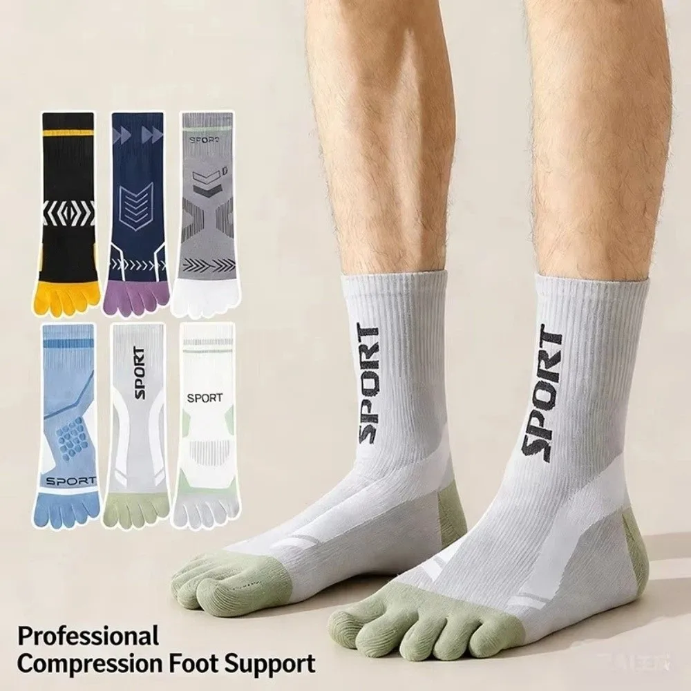 Breathable Sport 5 Finger Socks Sweat-Wicking Elasticity Running Toe Socks Anti-Odor Quick Dry Compression Cycling Socks