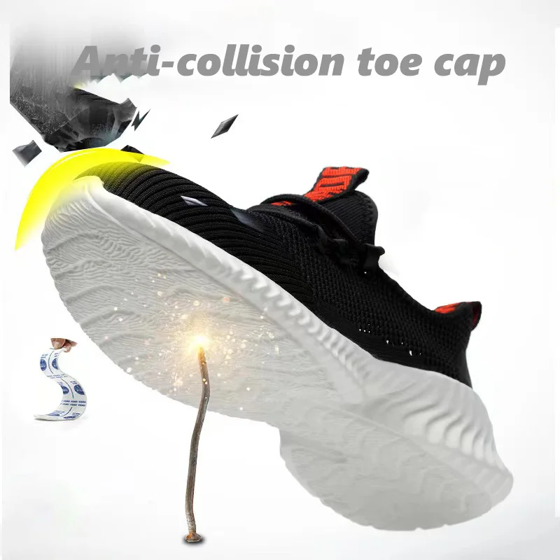 Lynjacye Summer Breathbale Air Mesh Steel Toe Work Shoes Breathable Working Shoes Women Man Safety Shoes Lightweight Shoes